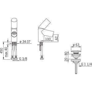 Изображение товара смеситель для раковины с донным клапаном oras alessi dot 8610f