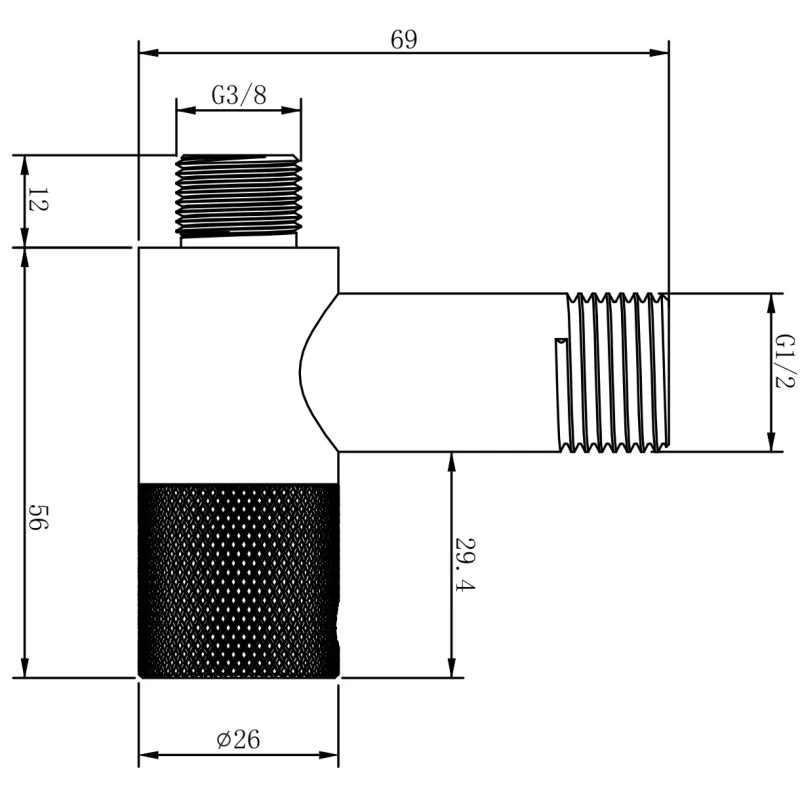 Угловой вентиль 1/2"×3/8" Wellsee Drainage System 182146000