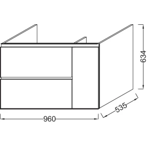 Изображение товара тумба медный бетон 96 см 2 ящика и 1 дверца jacob delafon soprano eb1331-n28