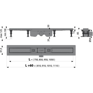 Изображение товара душевой канал 810 мм alcaplast apz12 apz12-750