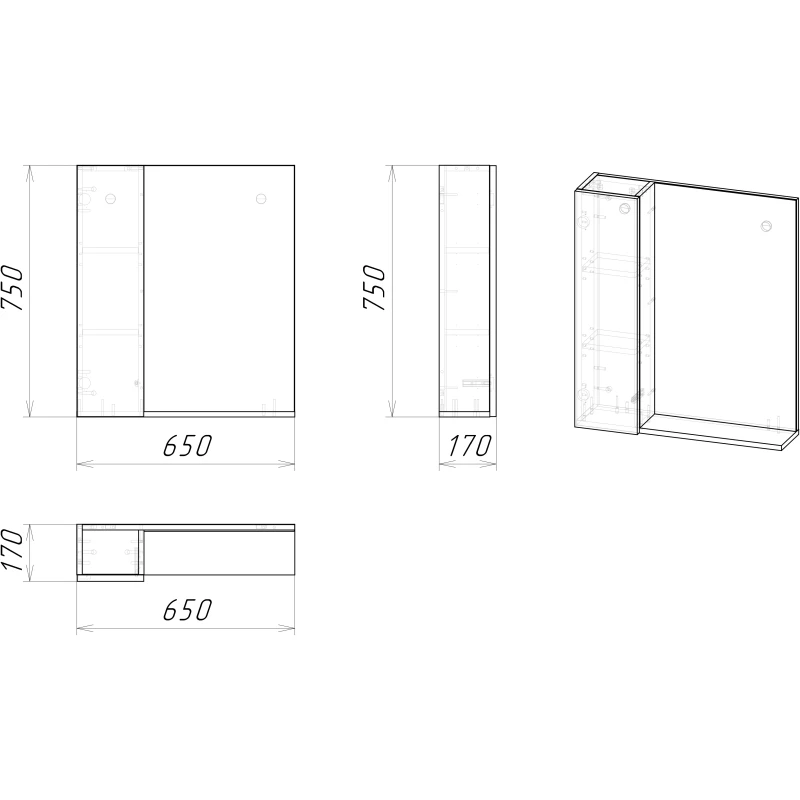 Комплект мебели дуб веллингтон/белый матовый 65 см Grossman Альба 106503 + GR-3016 + 206501