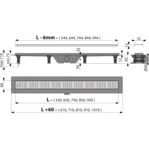 Изображение товара душевой канал 644 мм нержавеющая сталь alcaplast apz10 simple apz10-650m