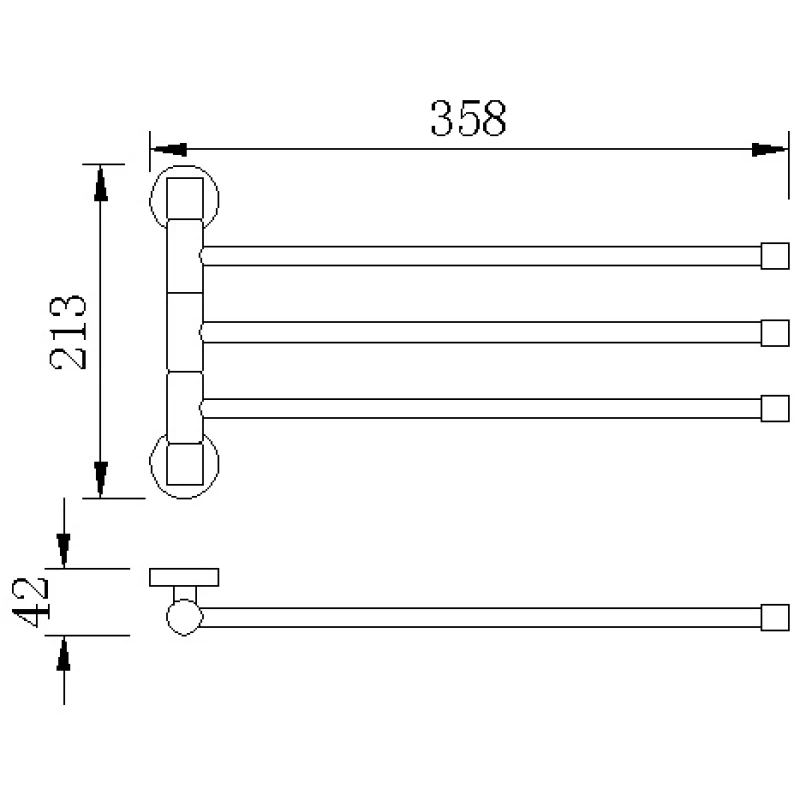 Полотенцедержатель тройной поворотный 35,8 см Rush Bianki BI76523