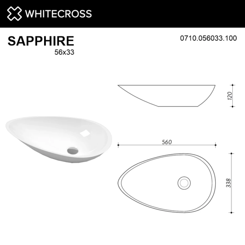 Раковина 56x33,8 см Whitecross Sapphire 0710.056033.100