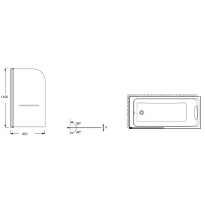 Изображение товара шторка для ванны 80 см jacob delafon odeon-up e4932-ga прозрачное