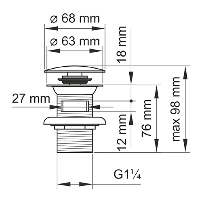 Донный клапан с переливом WasserKRAFT Mindel A153