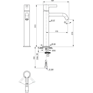 Изображение товара смеситель для раковины без донного клапана ideal standard joy bc782a5