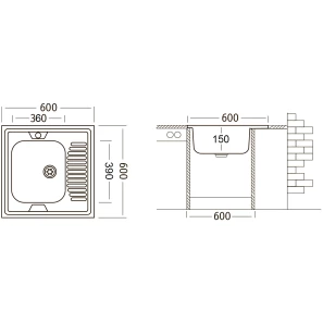 Изображение товара кухонная мойка матовая сталь ukinox стандарт std600.600 ---5c 0l-