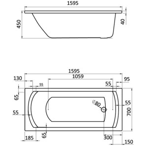 Изображение товара акриловая ванна 160х70 см santek монако 1.wh11.1.977