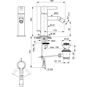 Изображение товара смеситель для биде с донным клапаном ideal standard joy bc784a5