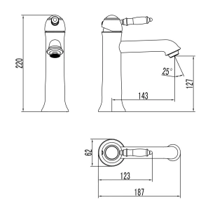 Изображение товара смеситель для раковины с донным клапаном lemark villa lm4837b