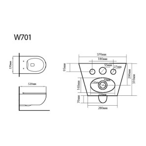 Изображение товара подвесной безободковый унитаз с сиденьем микролифт black & white 701w00