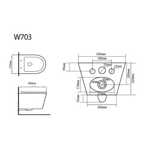Изображение товара подвесной безободковый унитаз с сиденьем микролифт black & white 703w00