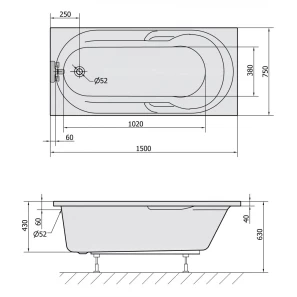 Изображение товара акриловая ванна 150x75 см alpen mirela 45111