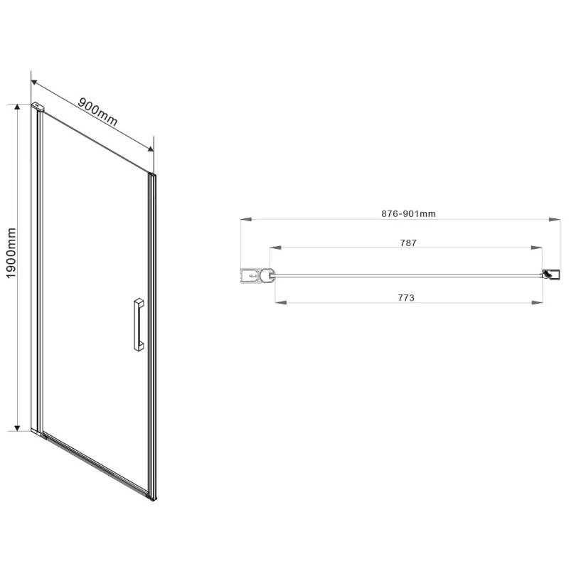 Душевая дверь 90 см Vincea Orta VPP-1O900CL прозрачное