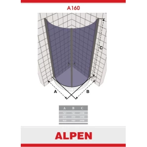 Изображение товара душевой уголок alpen alpina quadrant 94x94 см прозрачное стекло a160n-100