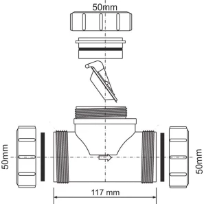 Изображение товара клапан обратный (компрессионное соединение)  50x50 мм mcalpine z2850-nrv