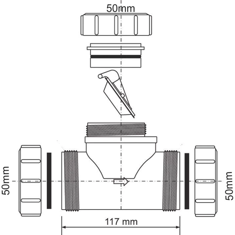 Клапан обратный (компрессионное соединение)  50x50 мм McALPINE Z2850-NRV