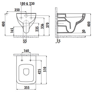 Изображение товара подвесной безободковый унитаз с функцией биде creavit elegant eg321-00cb00e-0000